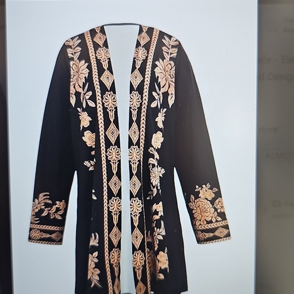 NWOT Zagros Lightweight Retro Long Sleeved Open Paisley Cardigan Small - Picture 3 of 12